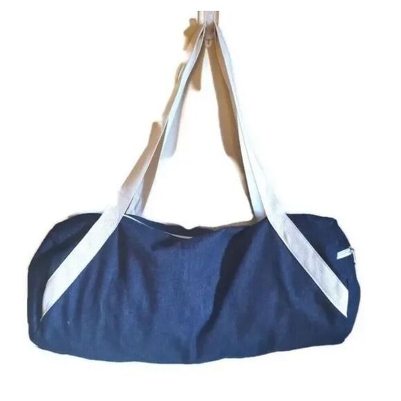 WILL WORKOUT FOR CUPCAKES Duffle Gym Bag DENIM Tote Bag Weekender Private Party - Picture 3 of 6